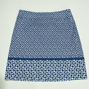 Talbots Blue and White Geometric Pencil Skirt